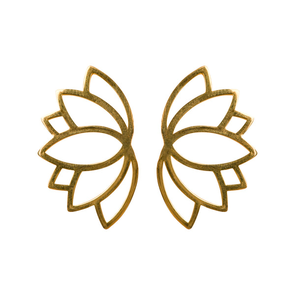 Lotus Flower In Bloom Gold-Plated Earrings