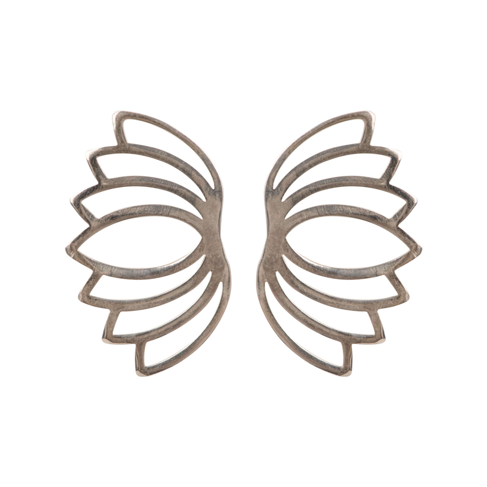 Lotus Flower Total Bloom Silver Earrings