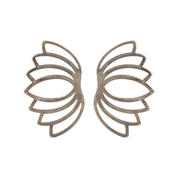 Lotus Flower Total Bloom Silver Earrings