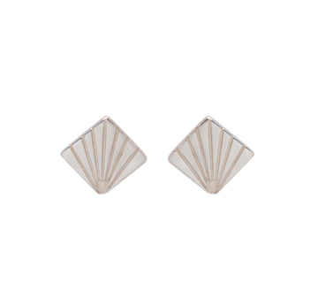 Retro Lotus Minimal Stud Rectangle Engraved Earrings