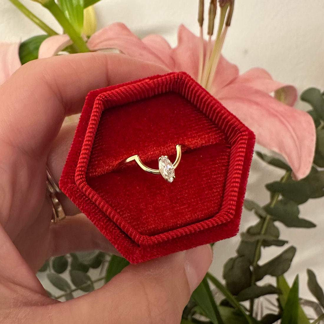 Smile Vertical Navette Diamond Ring