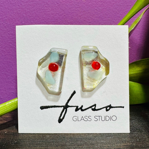 Turquoise Red Trapezium Earrings