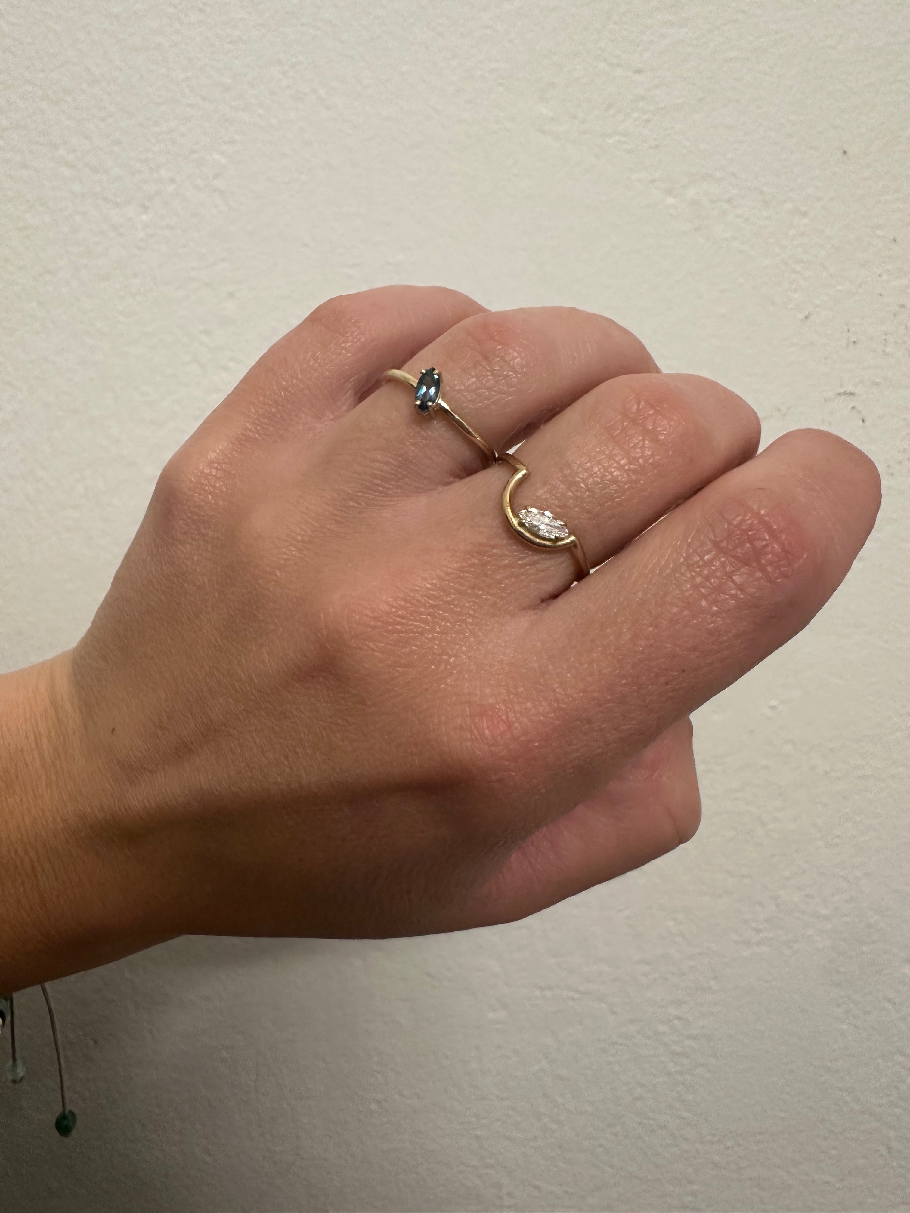 Wave London Blue Topaz Marquise Ring