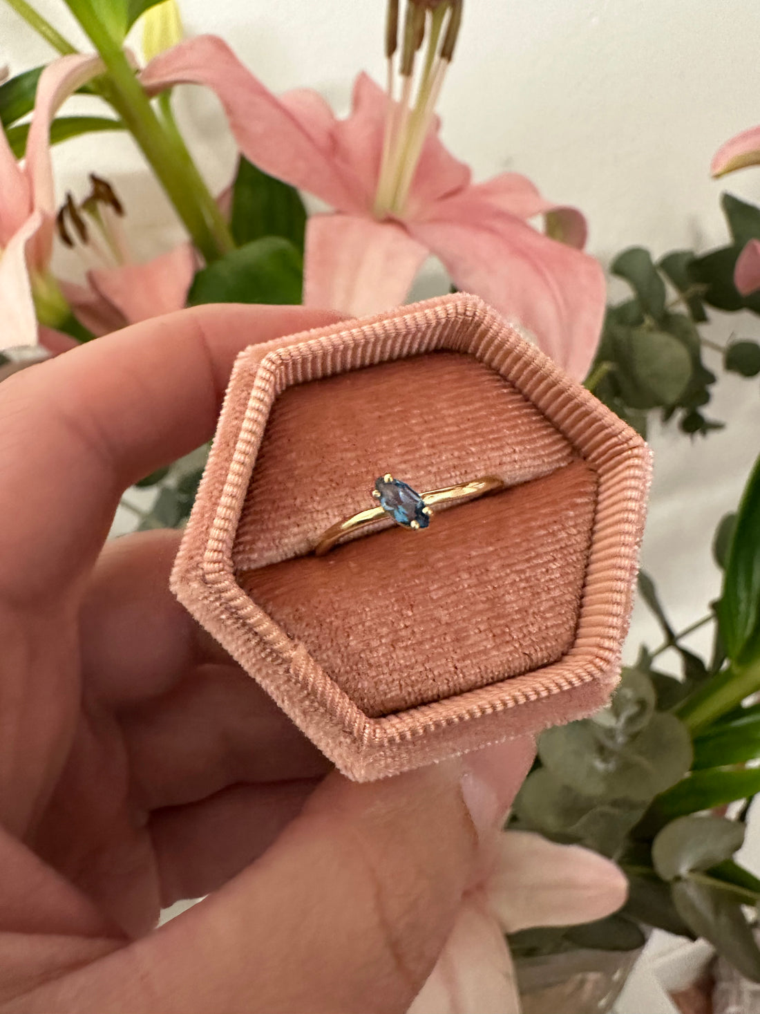 Wave London Blue Topaz Marquise Ring