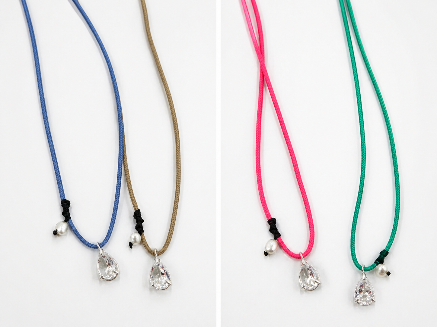 Minimal Silver 925 Necklace with White Topaz – Adjustable Cord Necklace