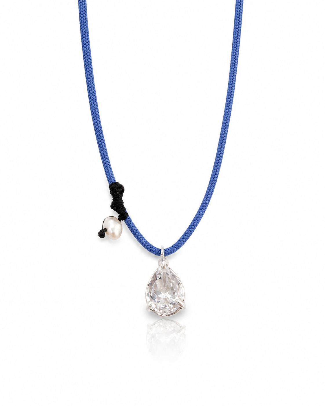 Minimal Silver 925 Necklace with White Topaz – Adjustable Cord Necklace