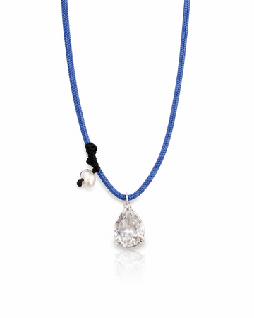 Minimal Silver 925 Necklace with White Topaz – Adjustable Cord Necklace