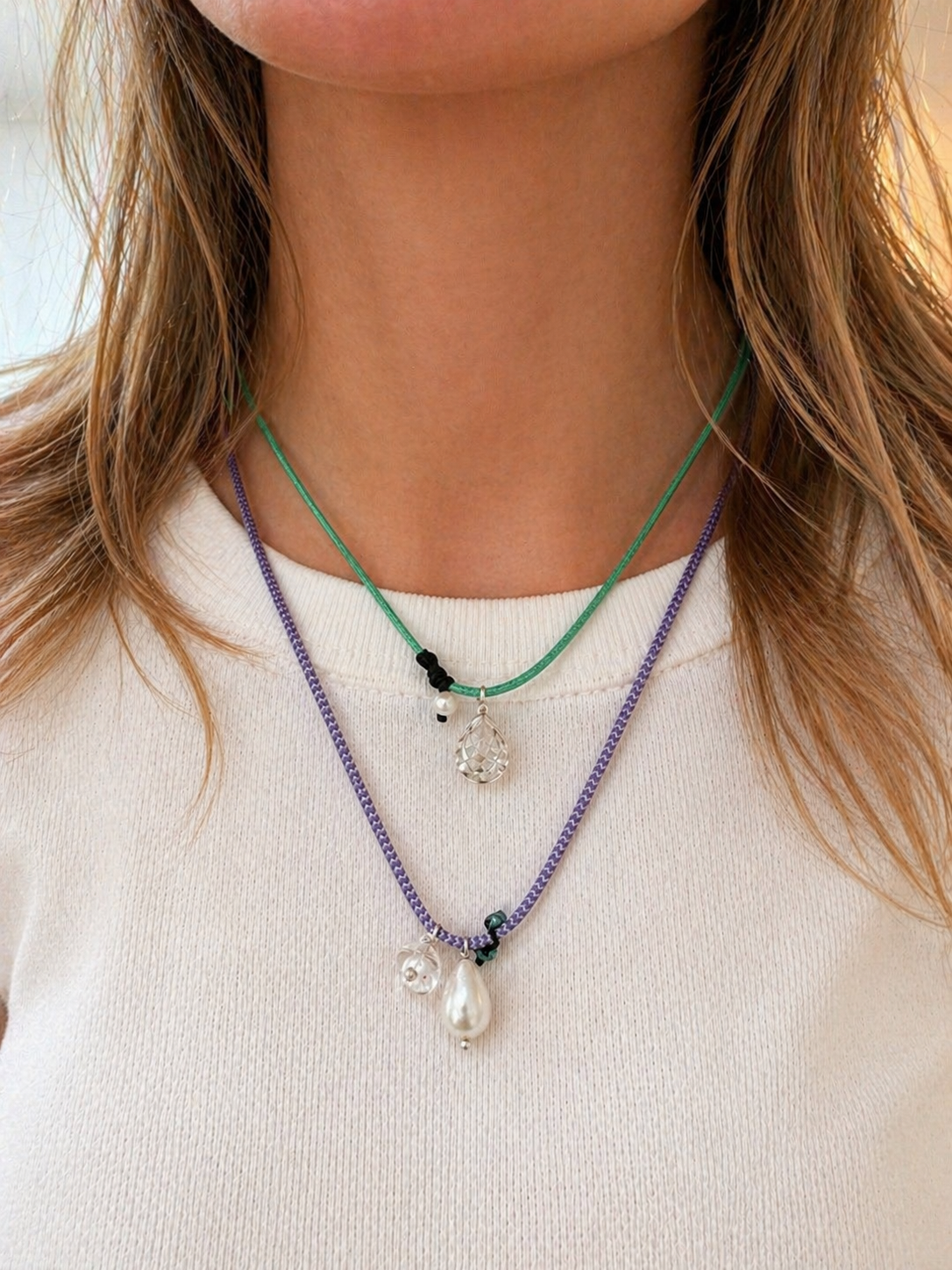 Minimal Silver 925 Necklace with White Topaz – Adjustable Cord Necklace
