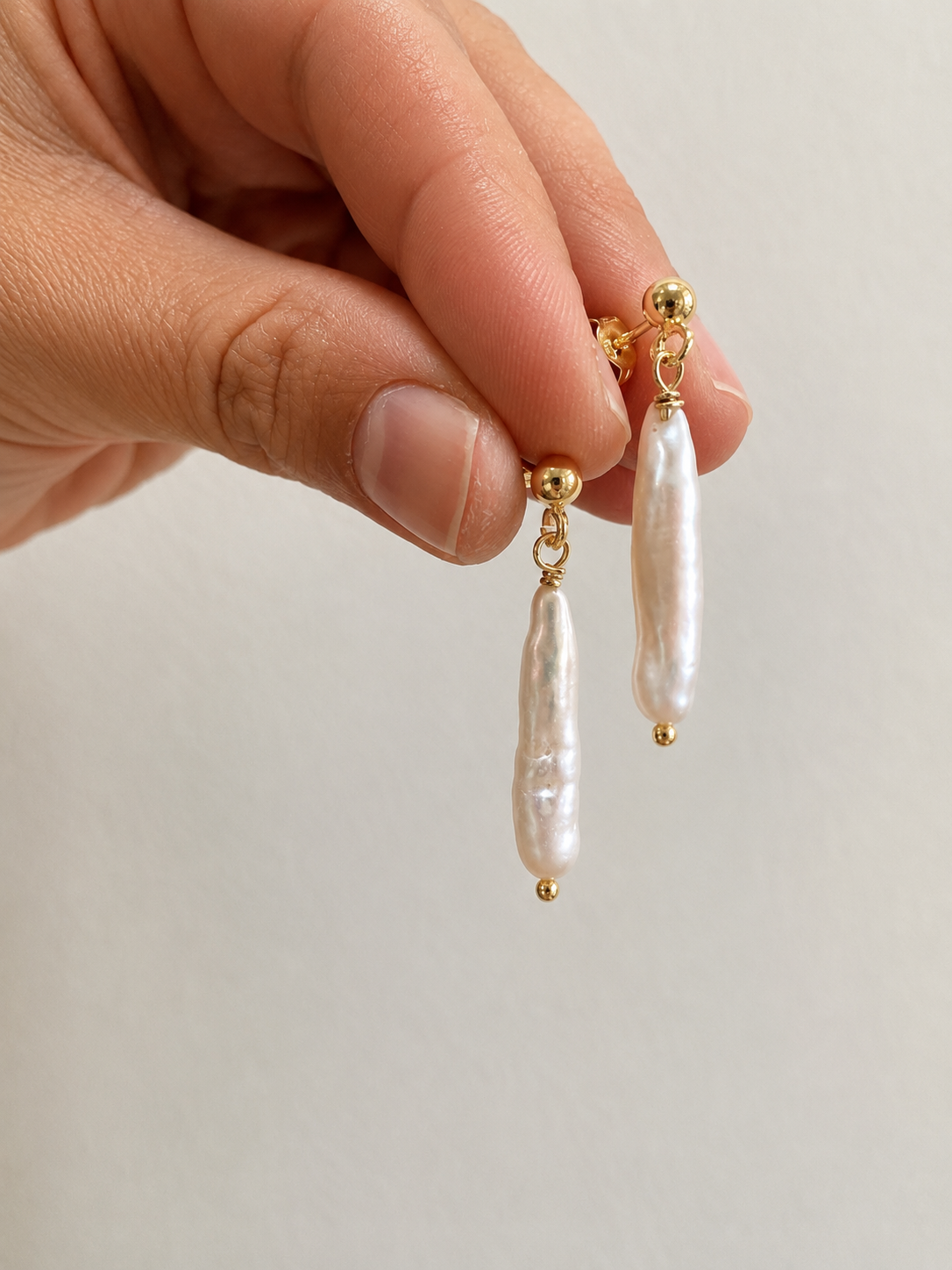 Organic Pearl Line Earrings