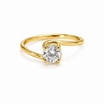 Flame Round Solitaire Ring