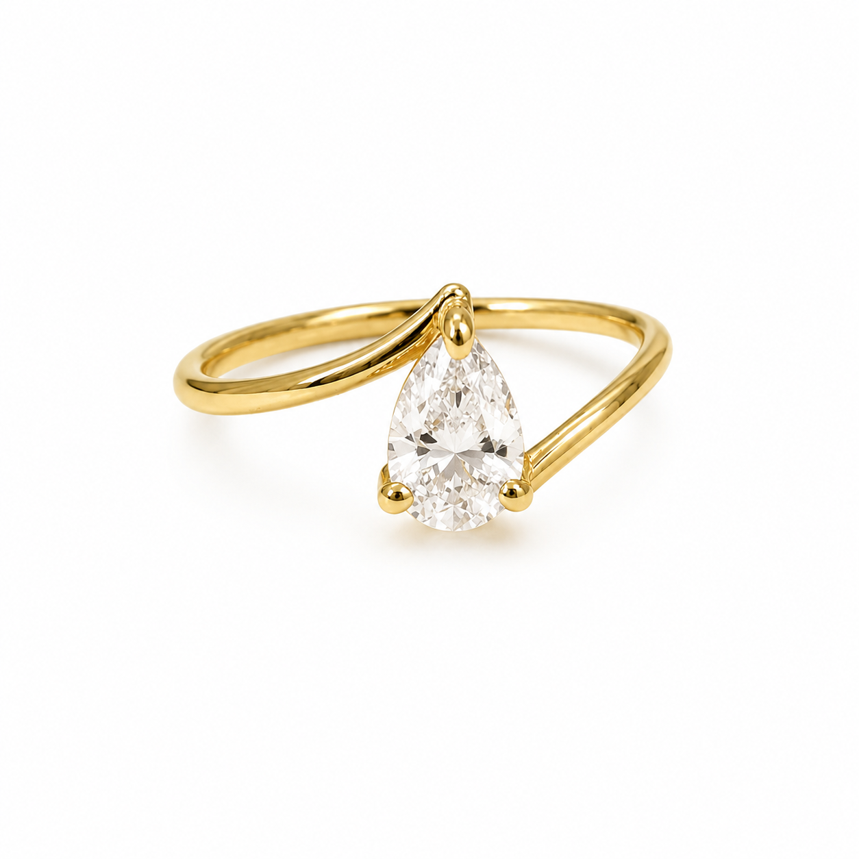 Flame Pear Solitaire Ring