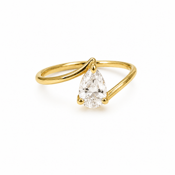 Flame Pear Solitaire Ring