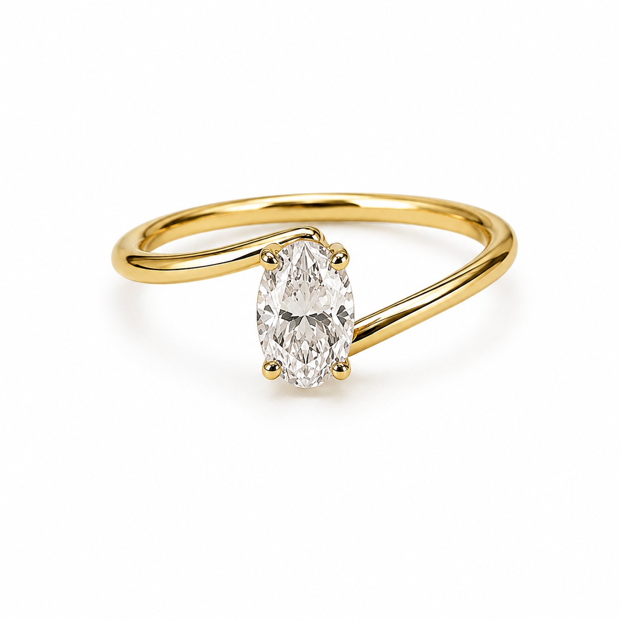 Flame Oval Solitaire Ring