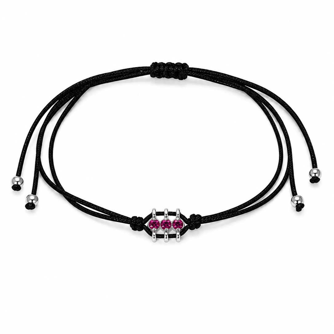 Minimal Three Stones Cord Bracelet