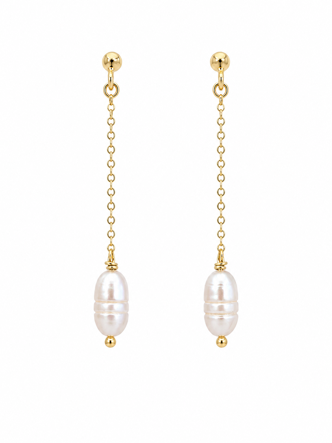 Minimalist Pearl Chain Dangle Earrings