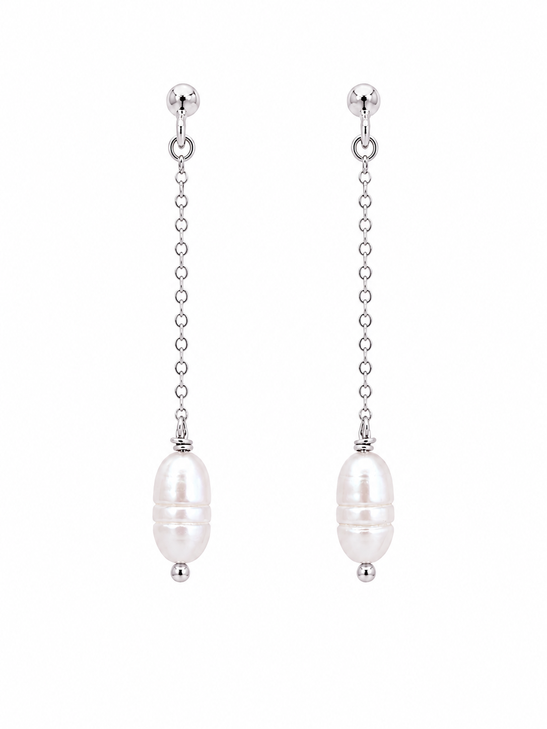Minimalist Pearl Chain Dangle Earrings