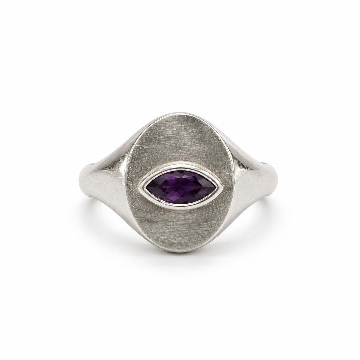 Signet Ring with Violet Zircon Stone