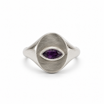 Signet Ring with Violet Zircon Stone
