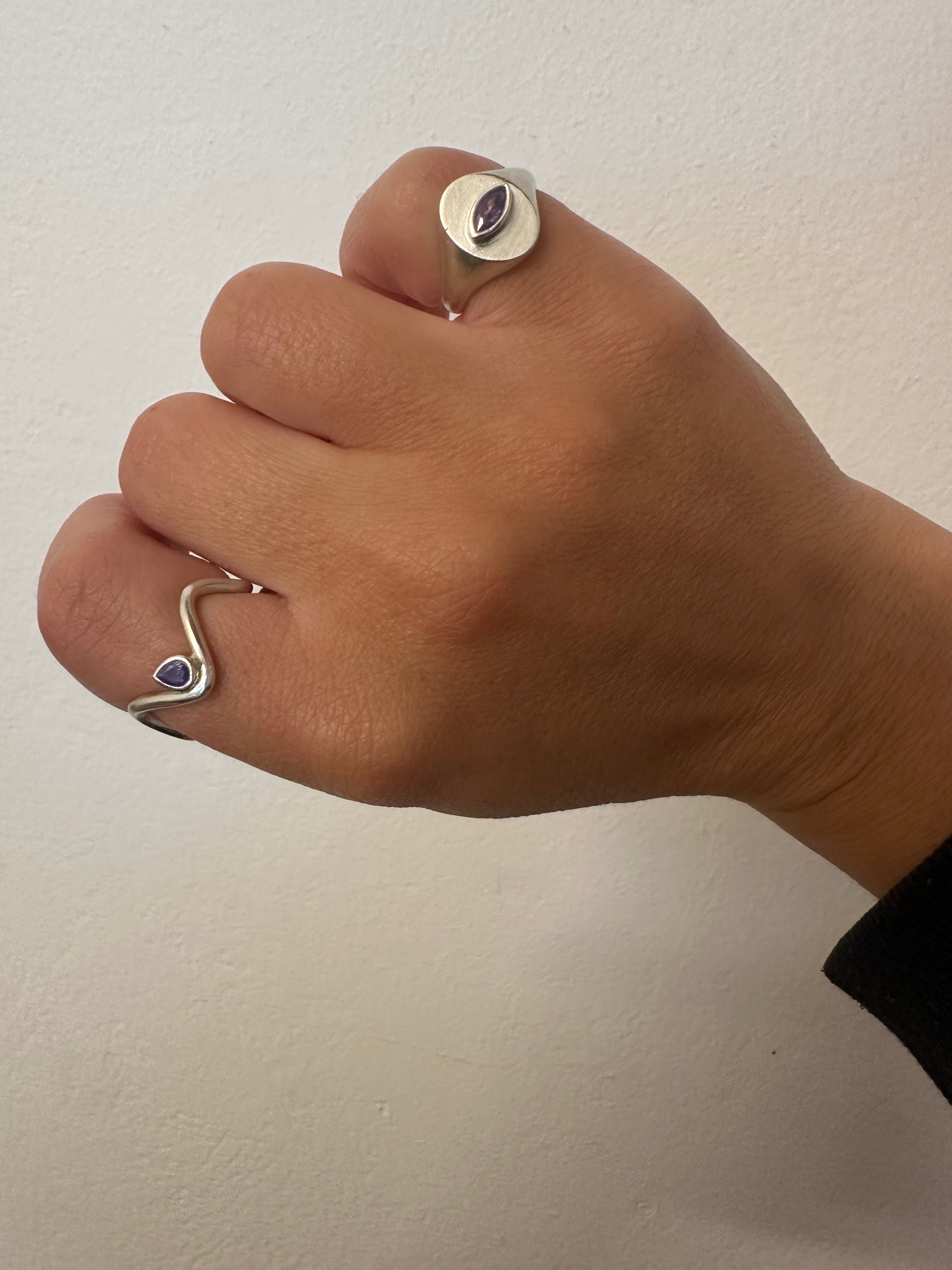 Signet Ring with Violet Zircon Stone