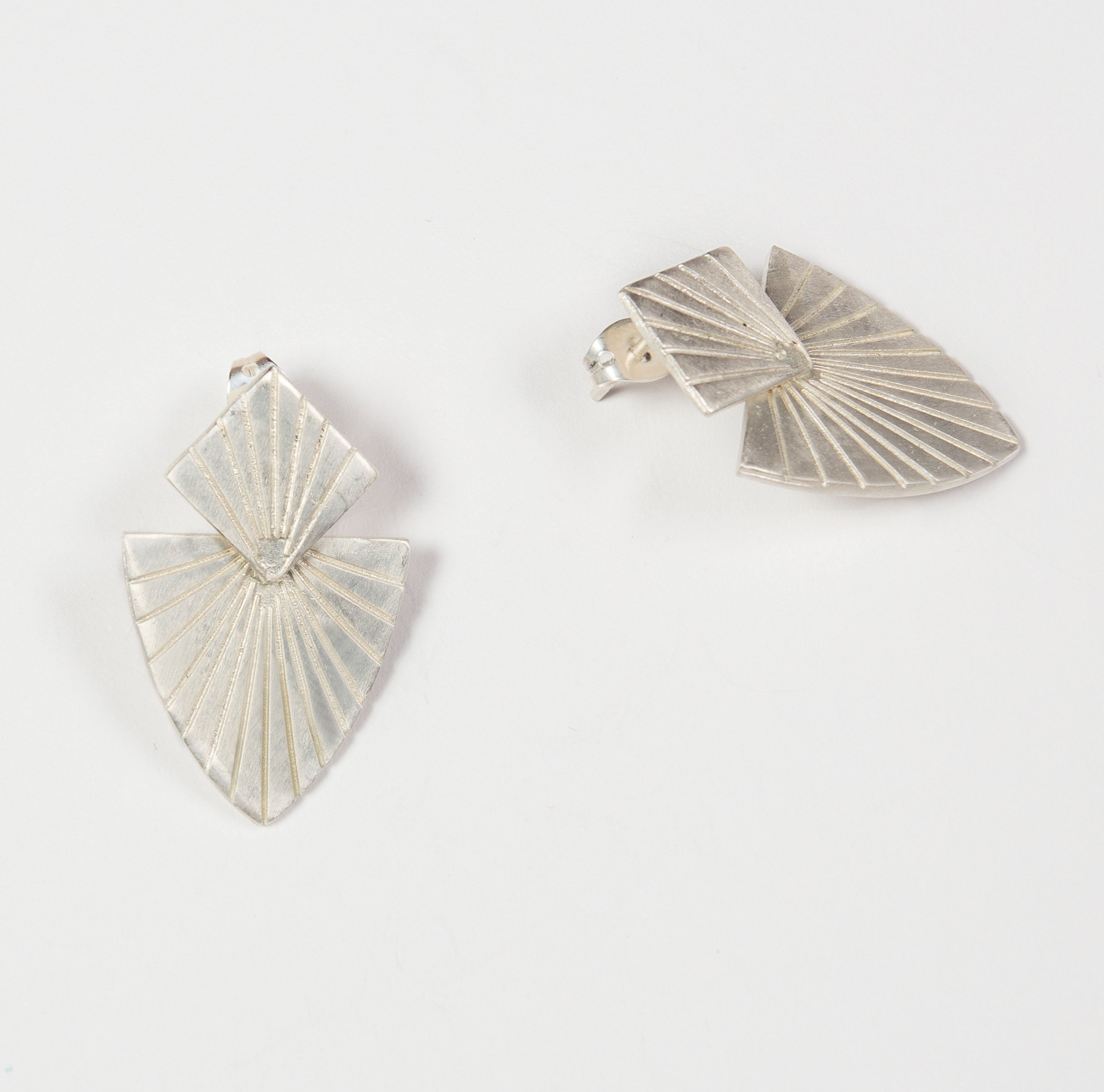 Retro Lotus Edgy  Triangle Earrings