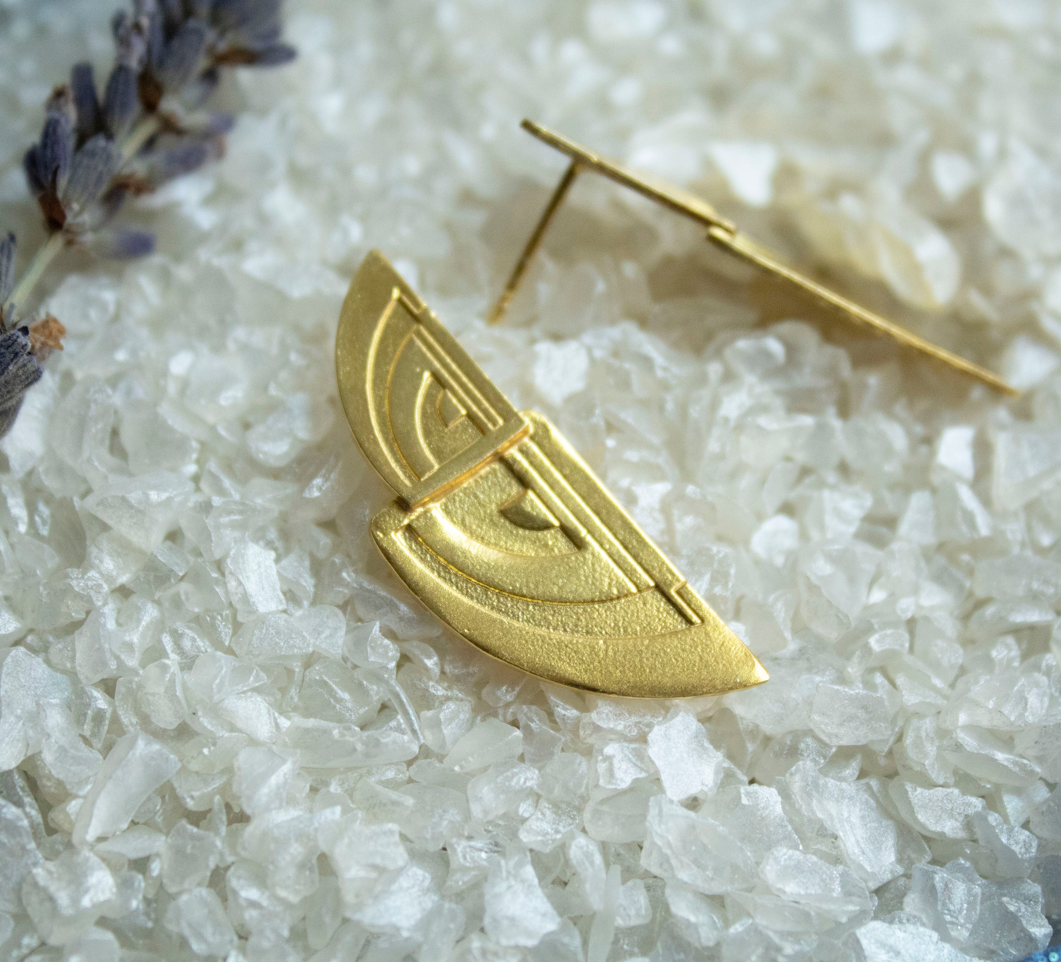 Art Deco Oblong Stametent Stud Earrings