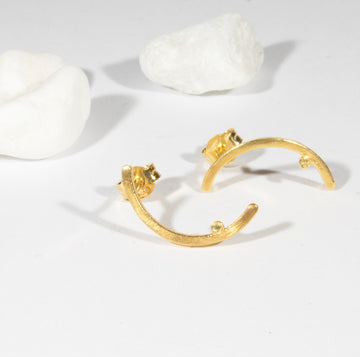 Simplicity Half Moon Zircon Stud Earrings