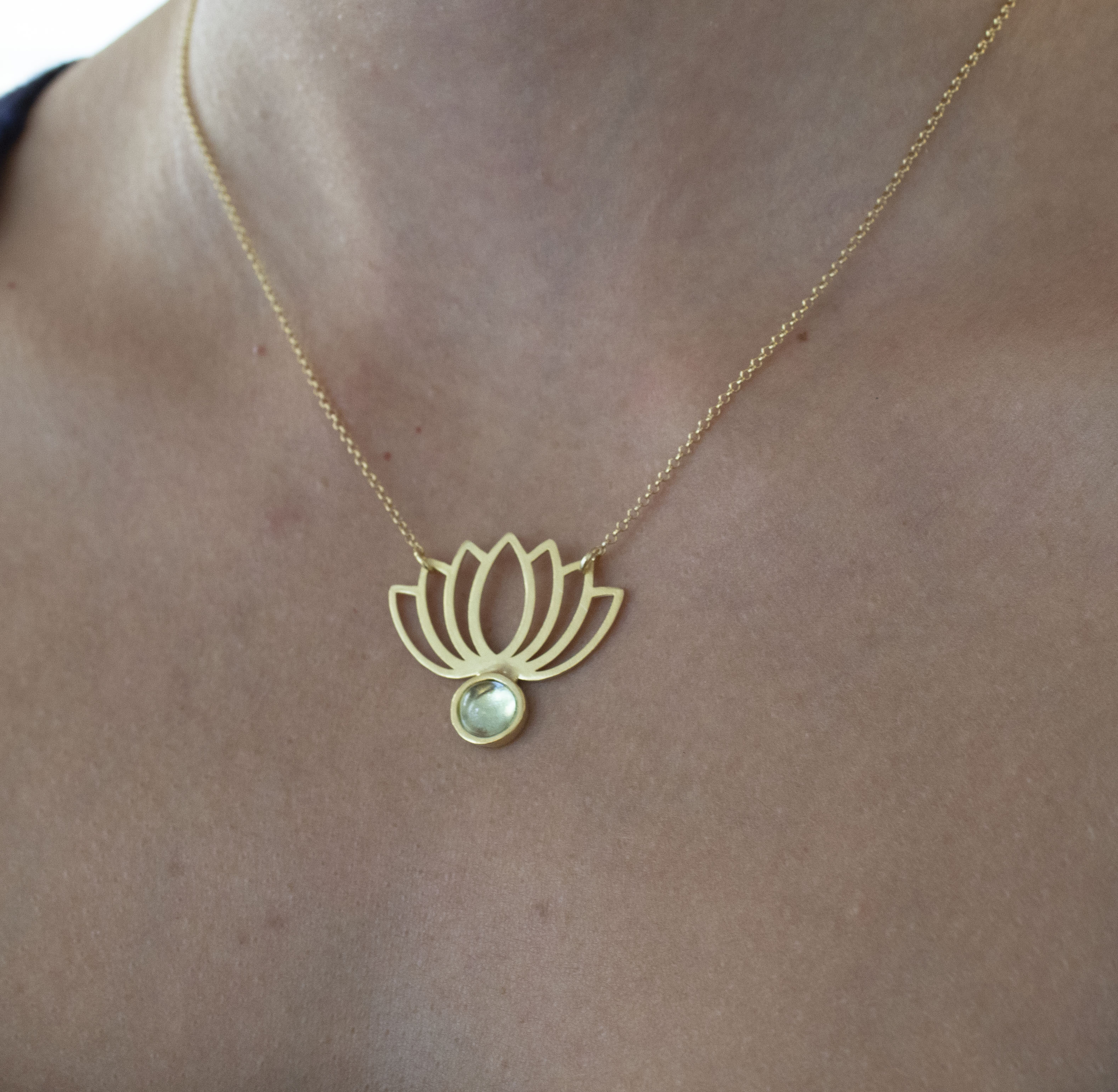 lotus necklace with topaz stone