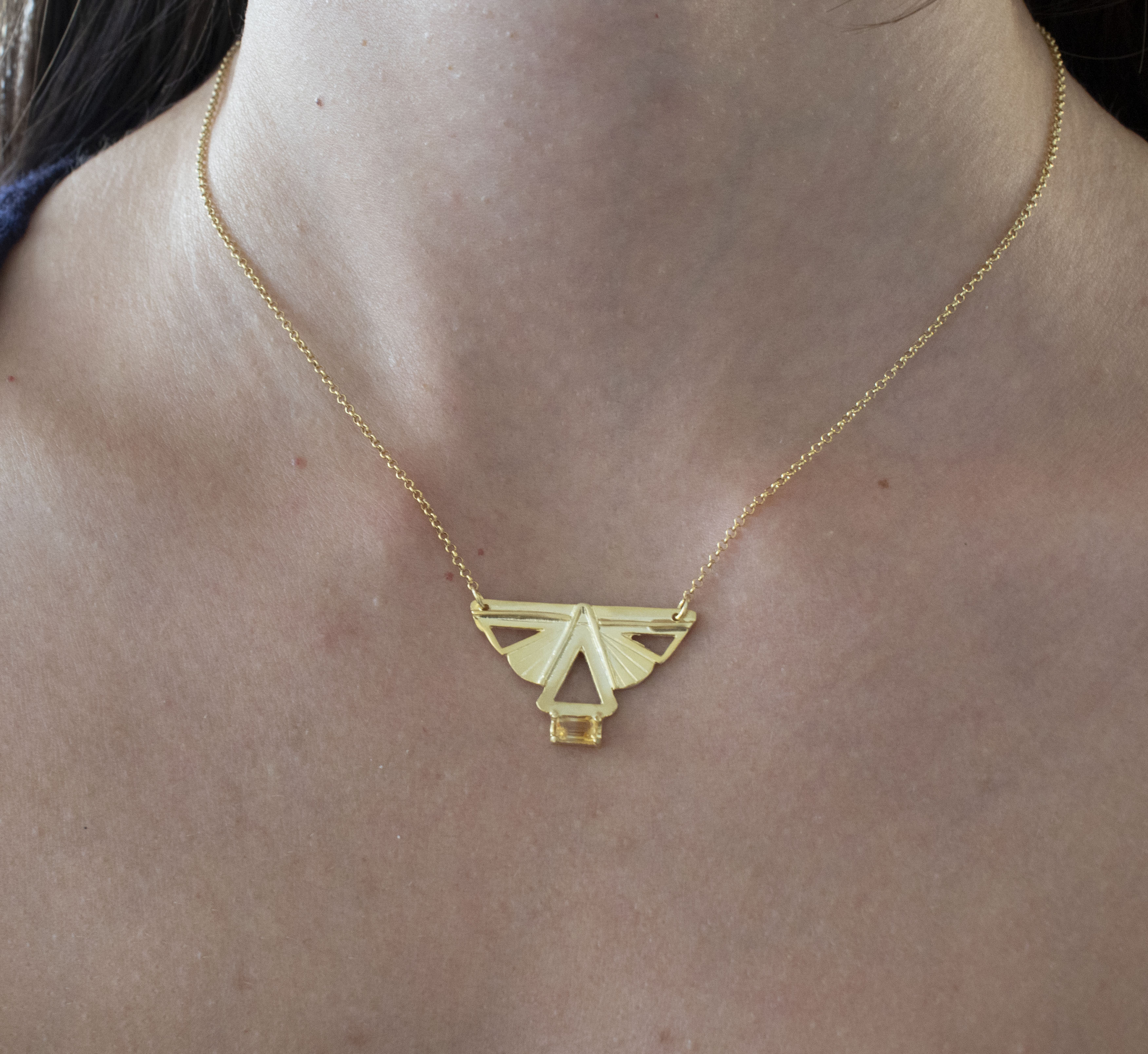 Art Deco Butterfly Citrine Necklace