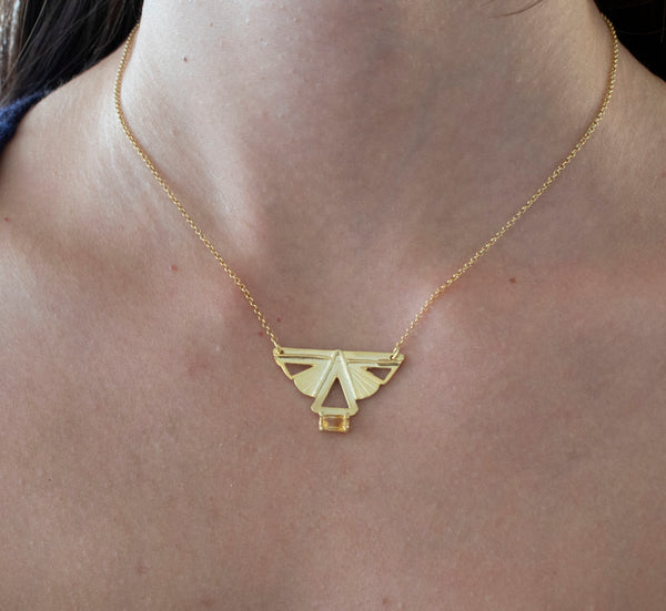 Art Deco Butterfly Citrine Necklace