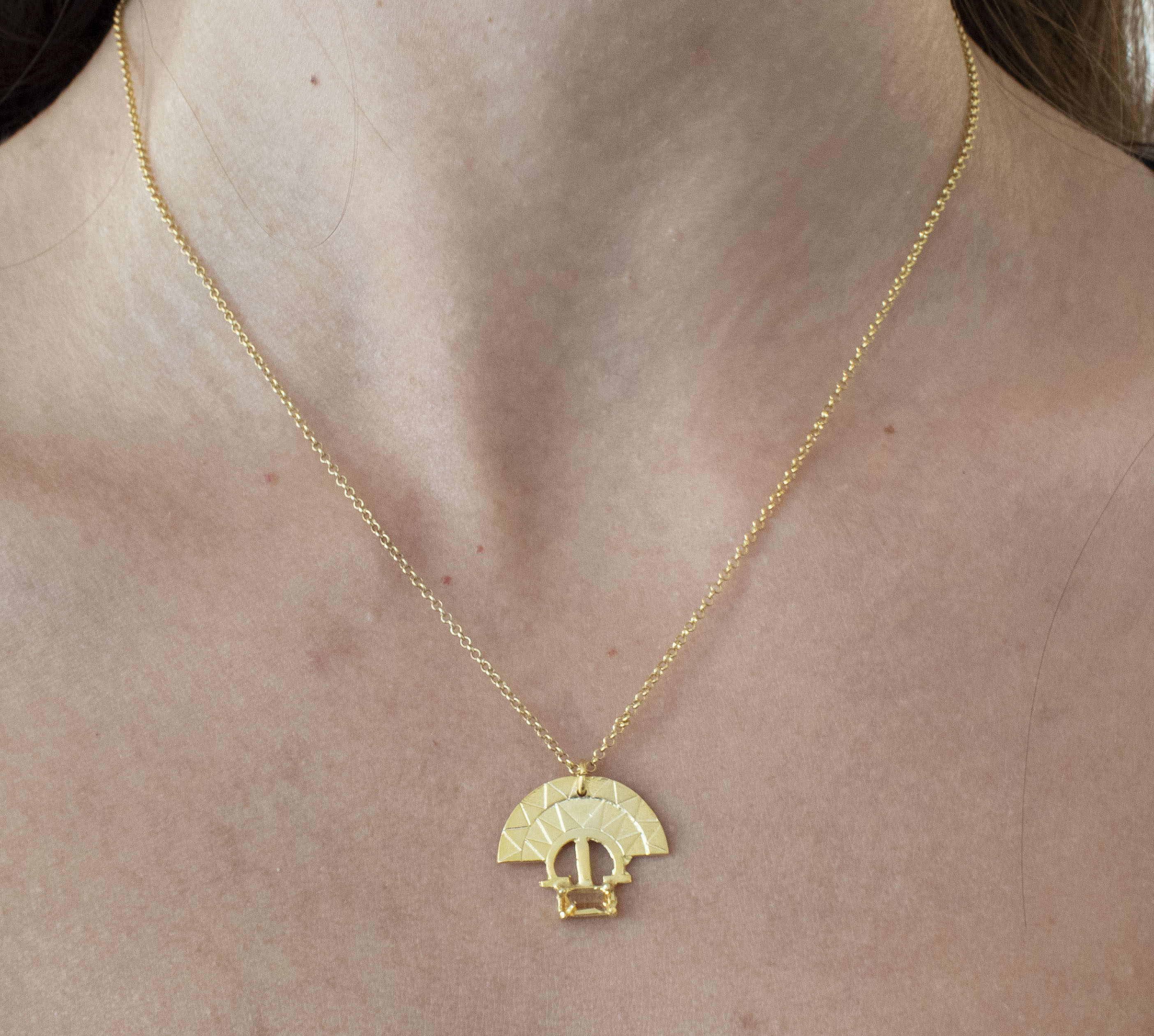 Art Deco Semi-Circle Citrine Necklace