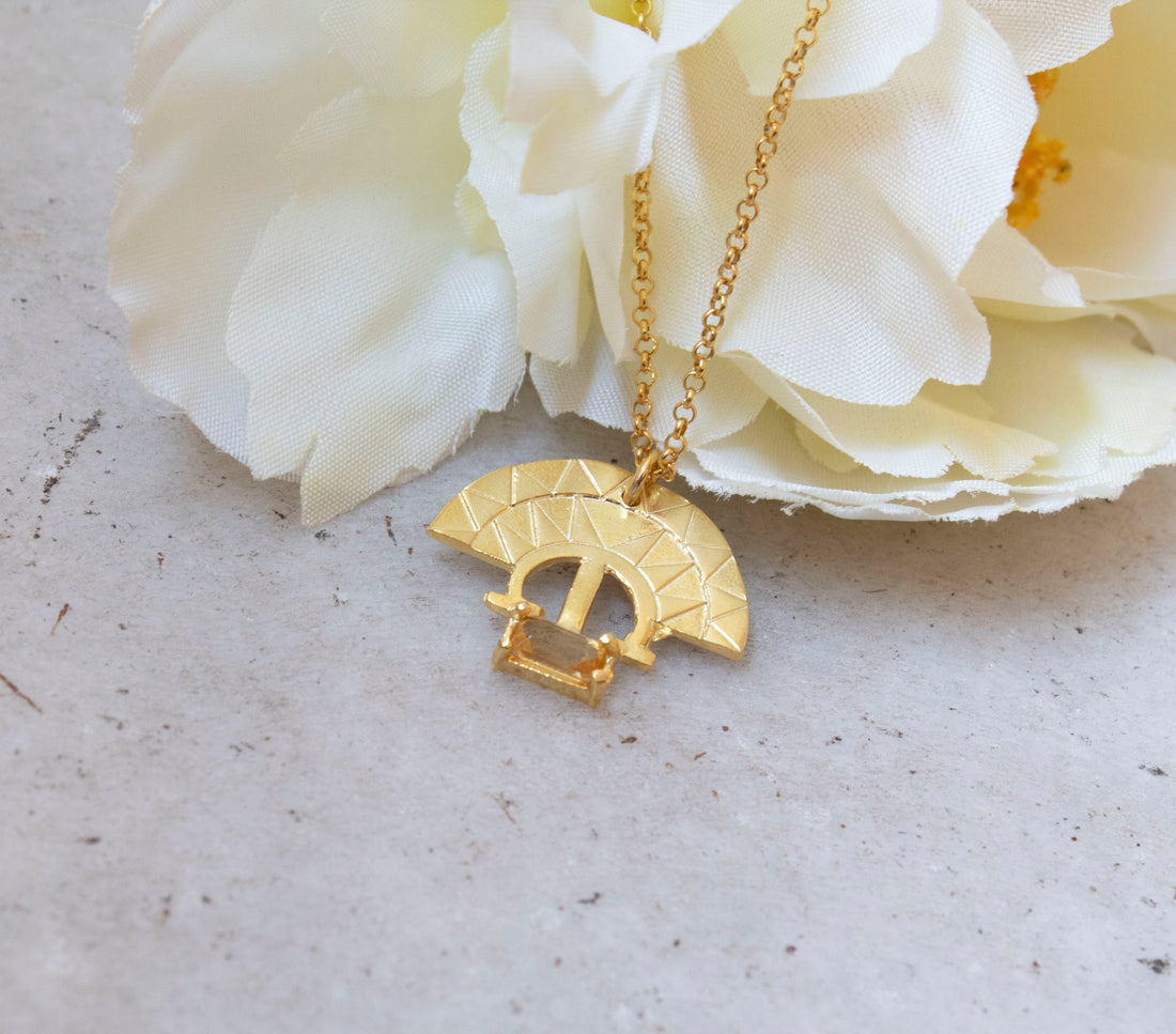 Art Deco Semi-Circle Citrine Necklace