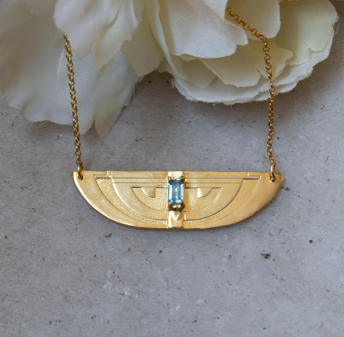 Art Deco Big Curved Topaz Necklace