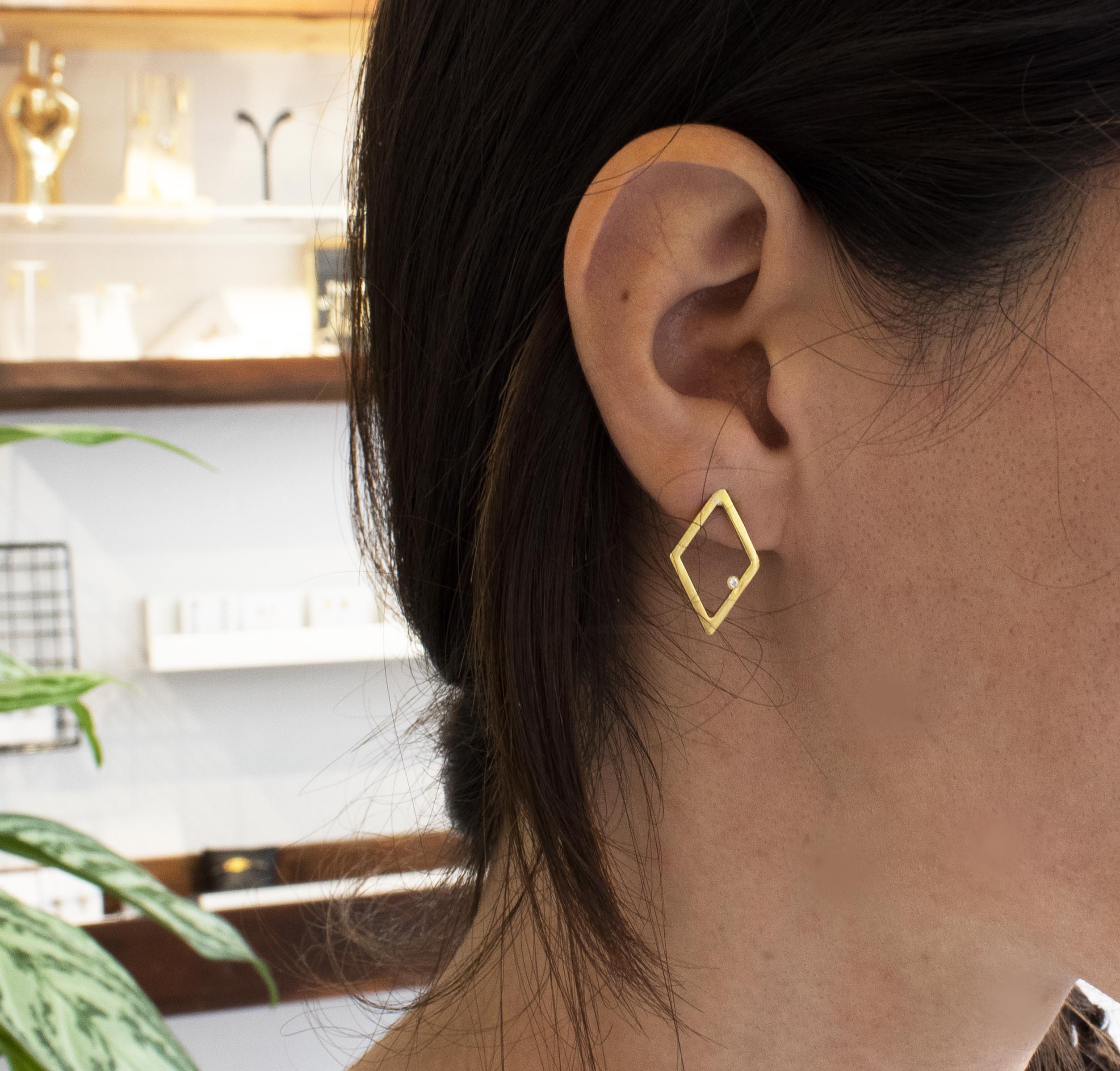 Simplicity Rhombus Zircon Stud Earrings