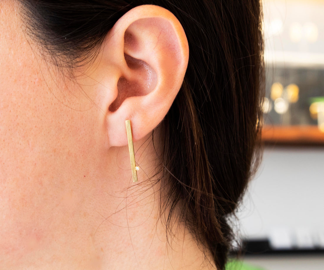 Simplicity Line Zircon Stud Earrings