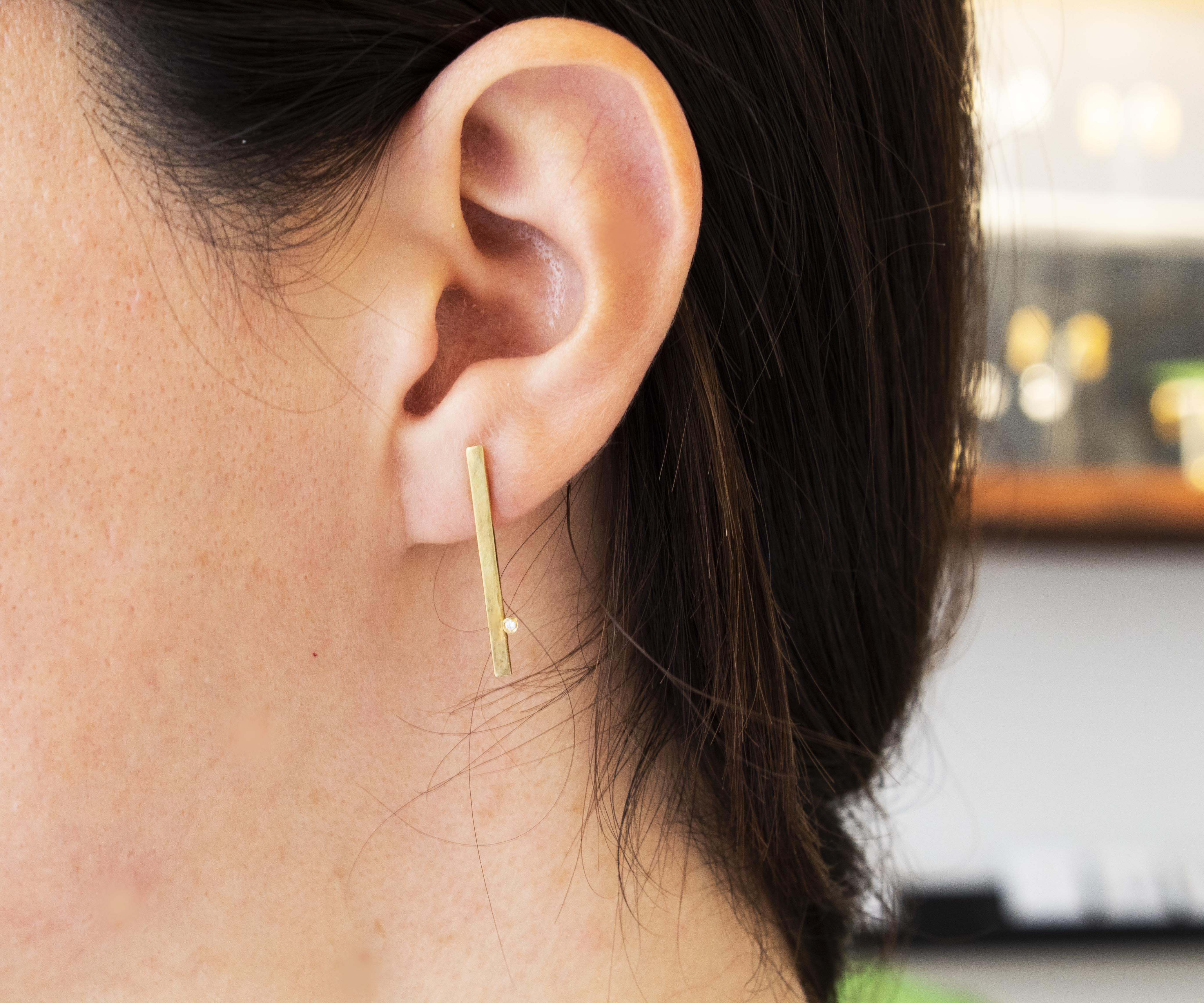 Simplicity Line Zircon Stud Earrings