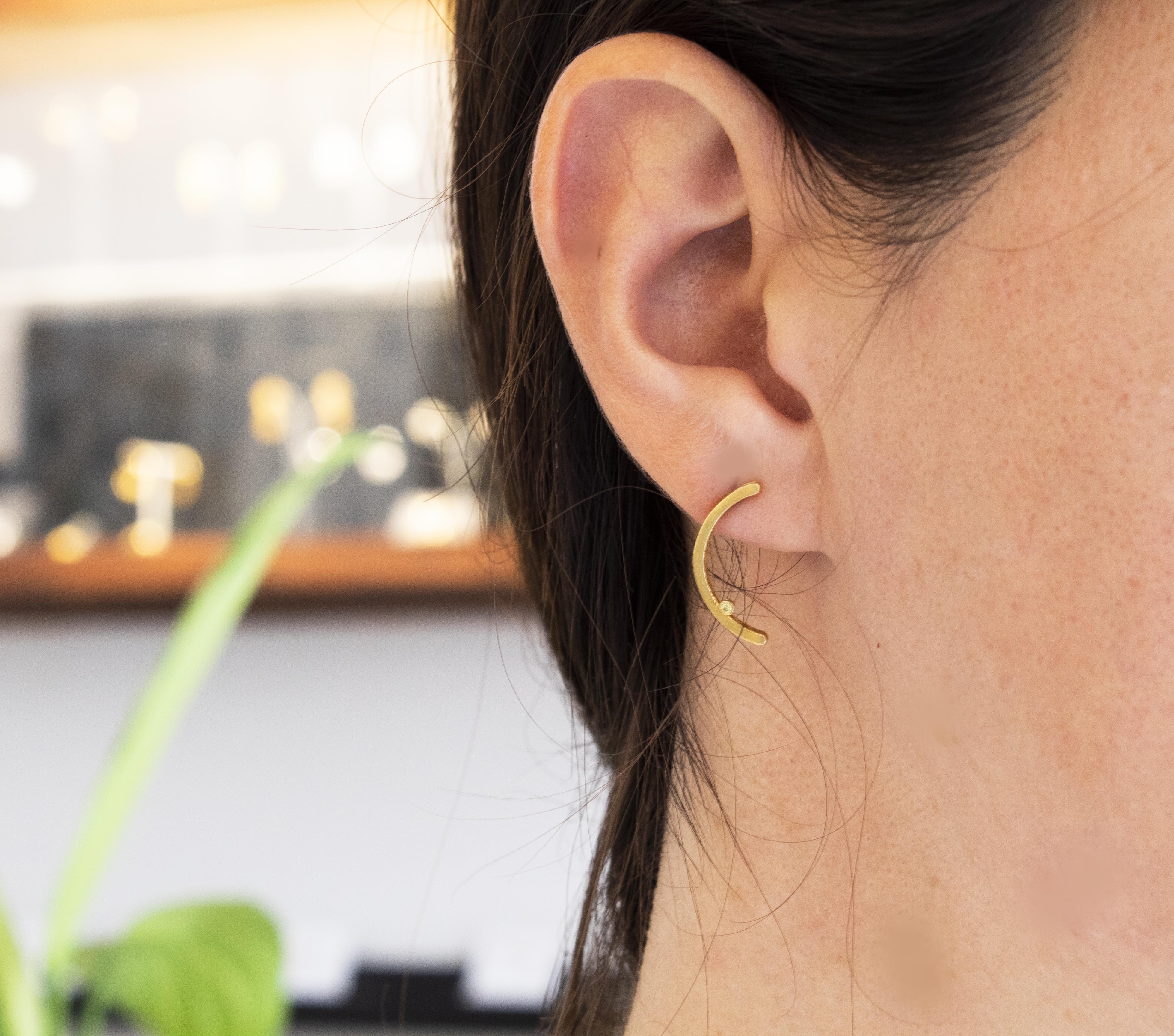 Simplicity Half Moon Zircon Stud Earrings