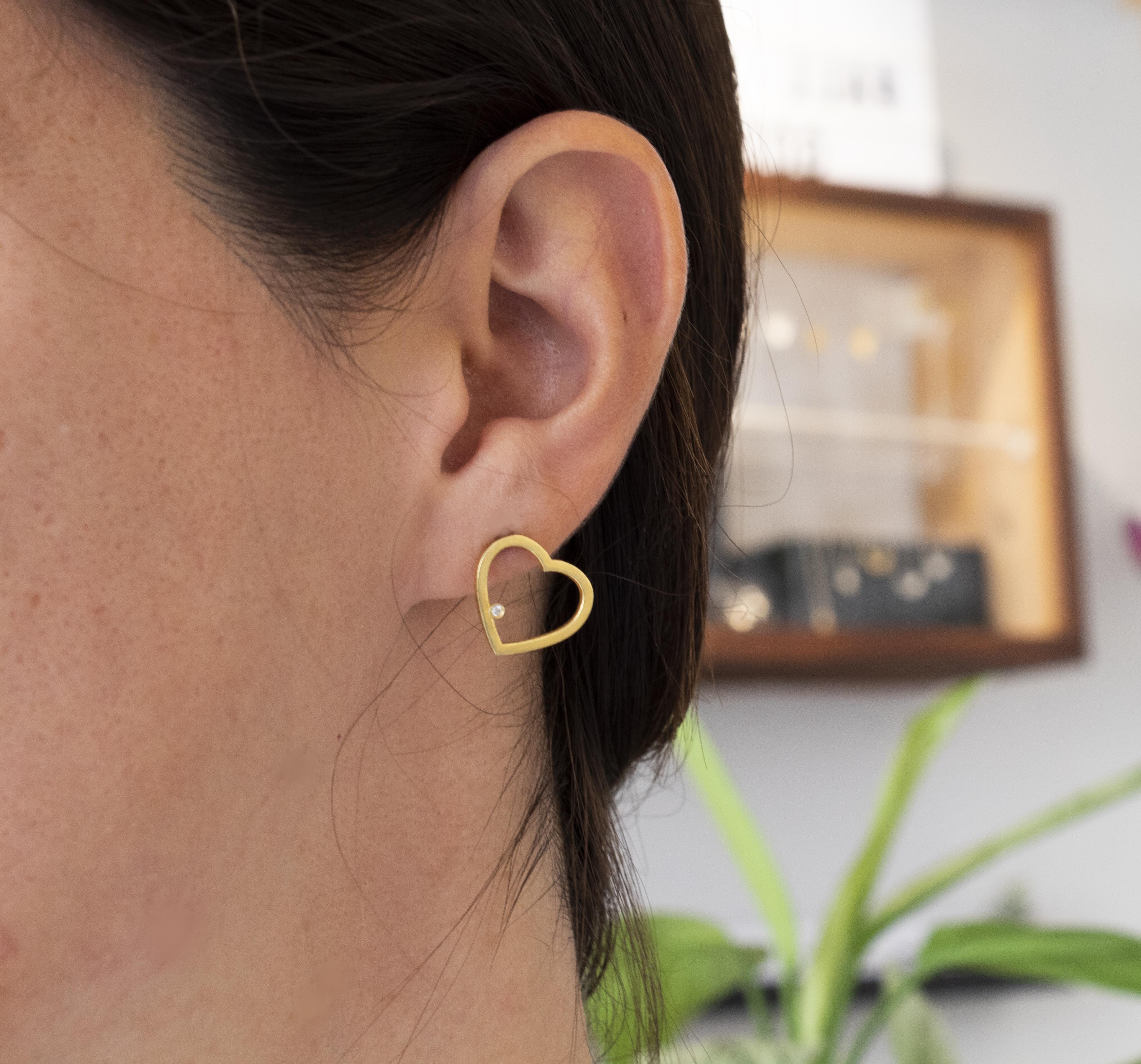 Simplicity Heart Zircon Stud Earrings