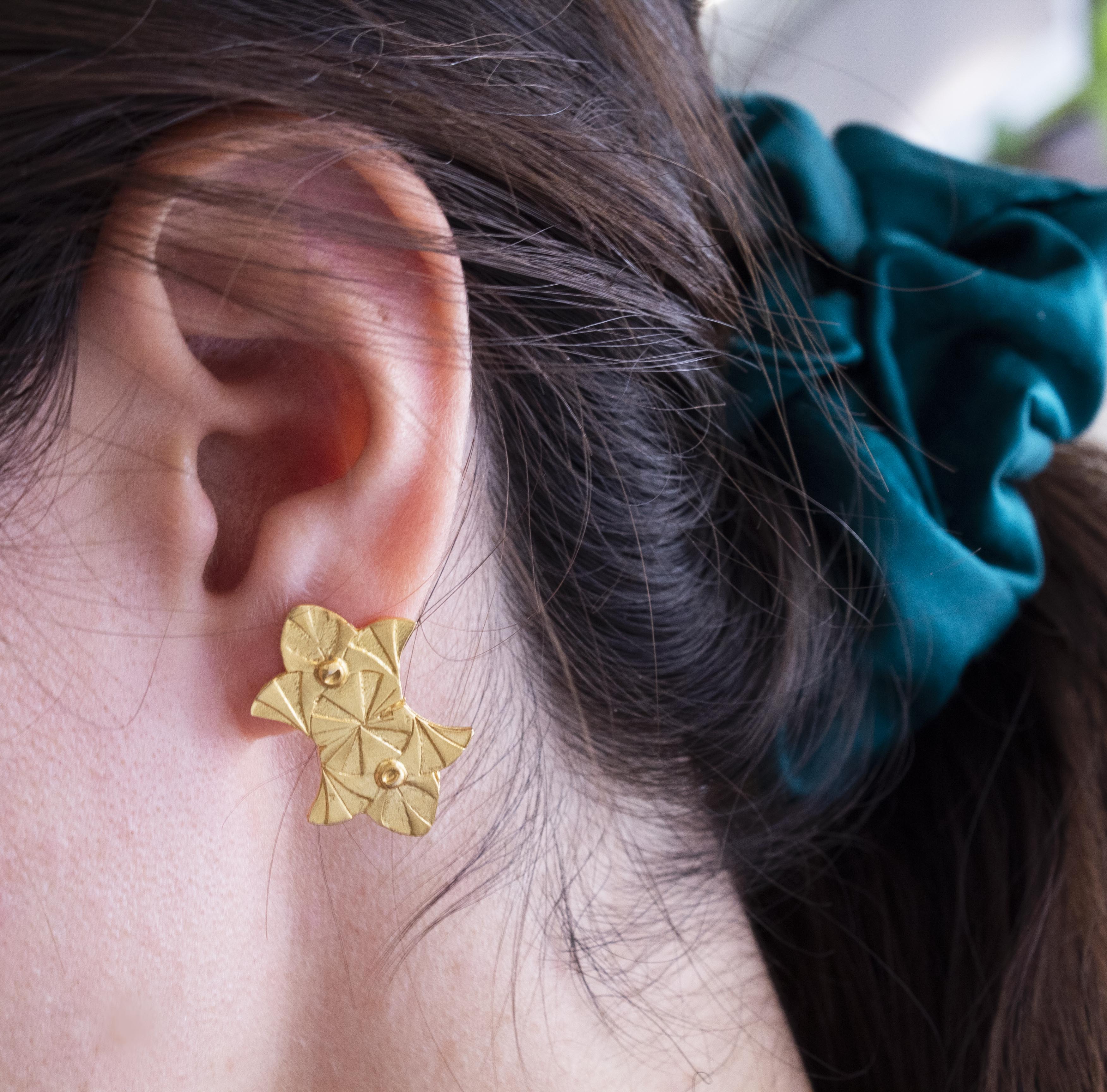 Art Deco Floral Mirror Earrings