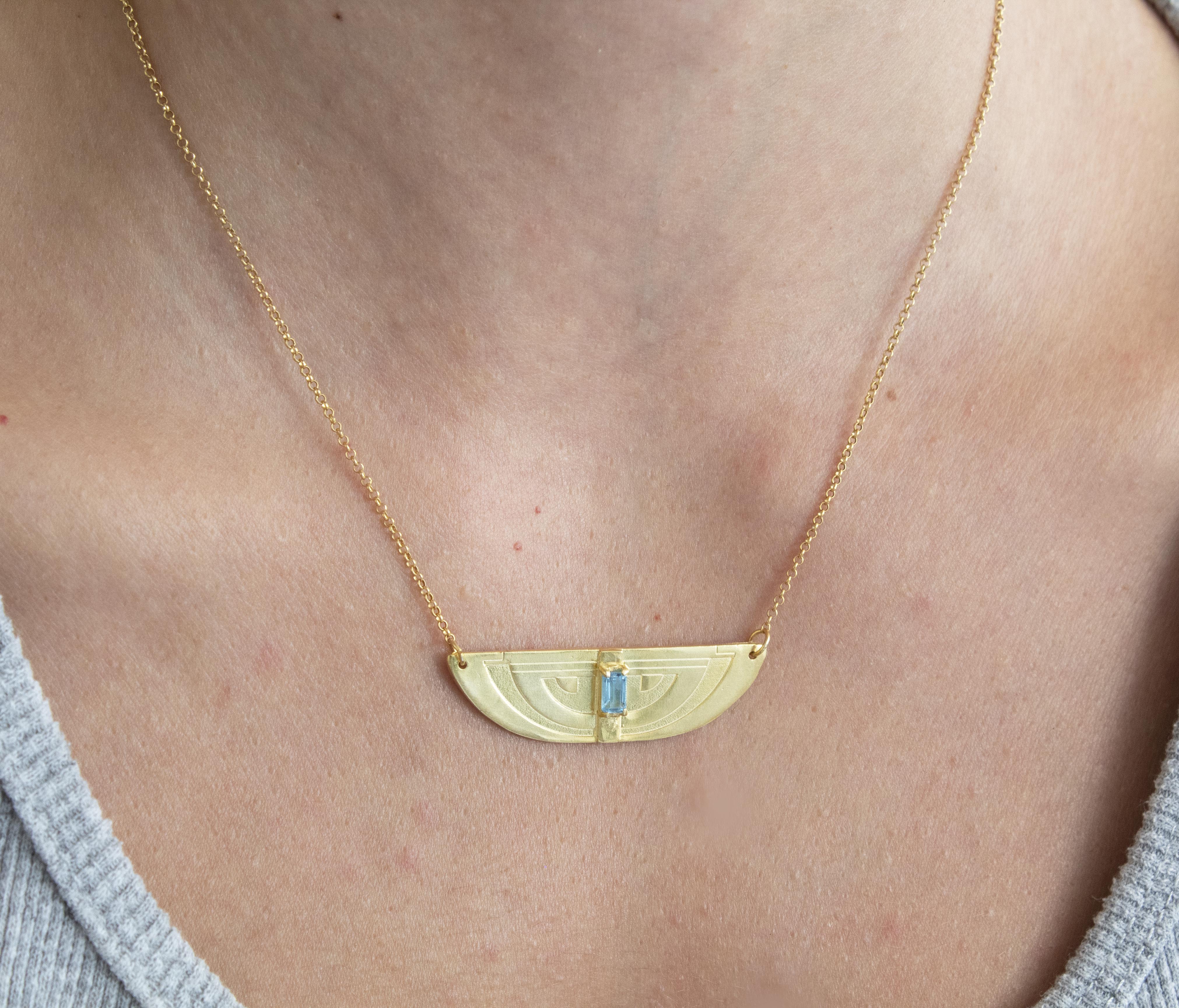 Art Deco Big Curved Topaz Necklace