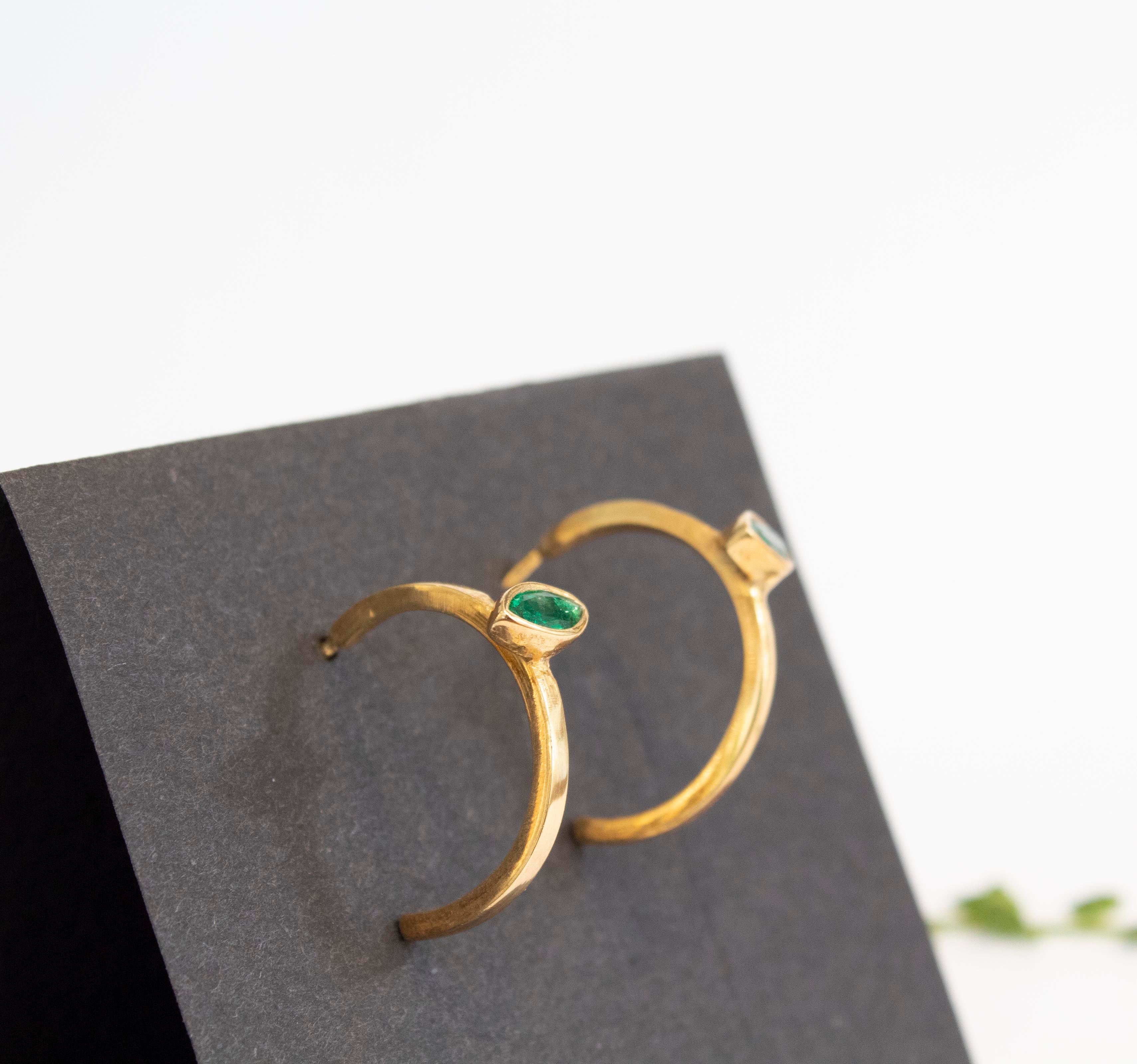 Marquise Green Hoops Earrings