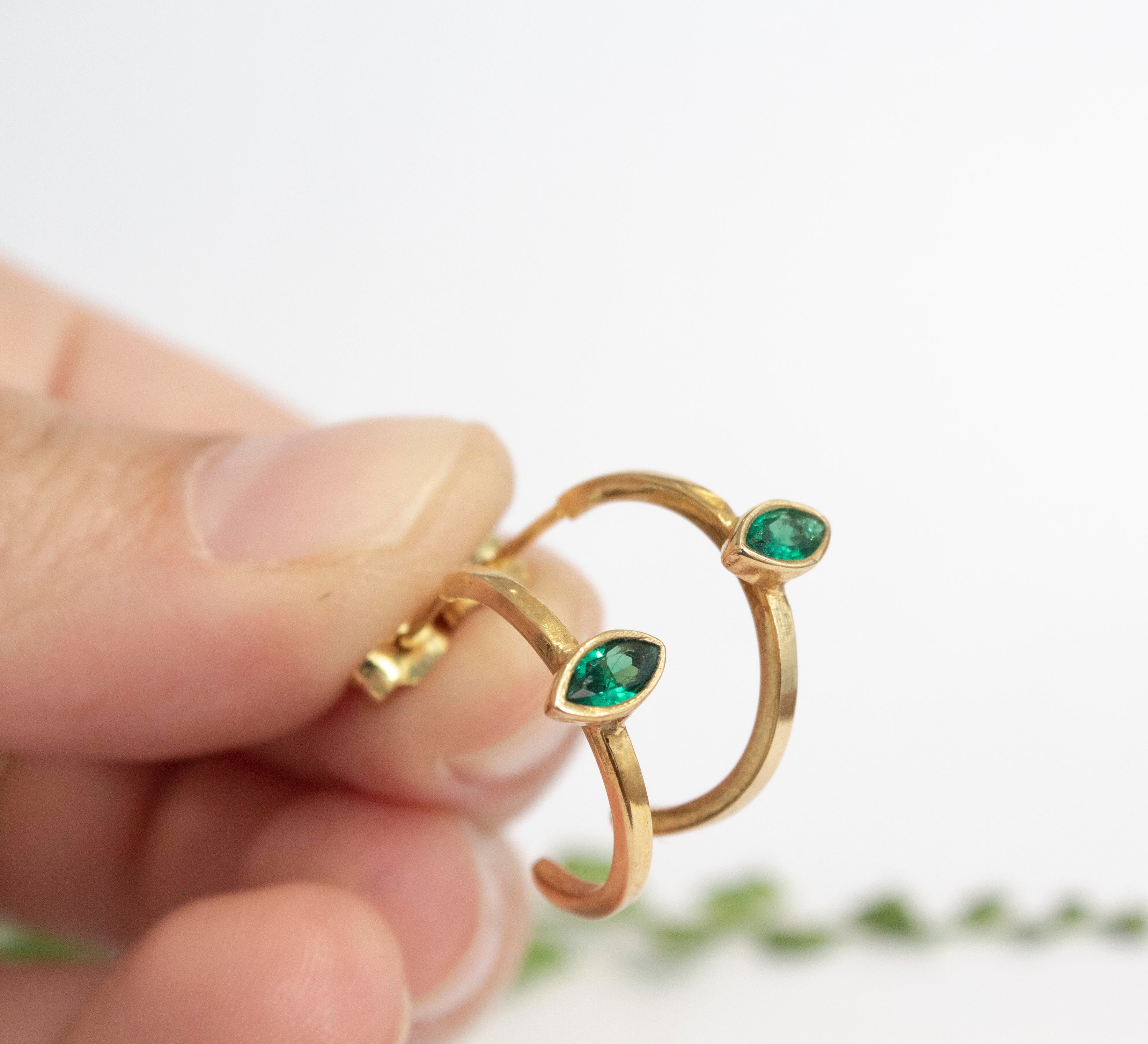 Marquise Green Hoops Earrings