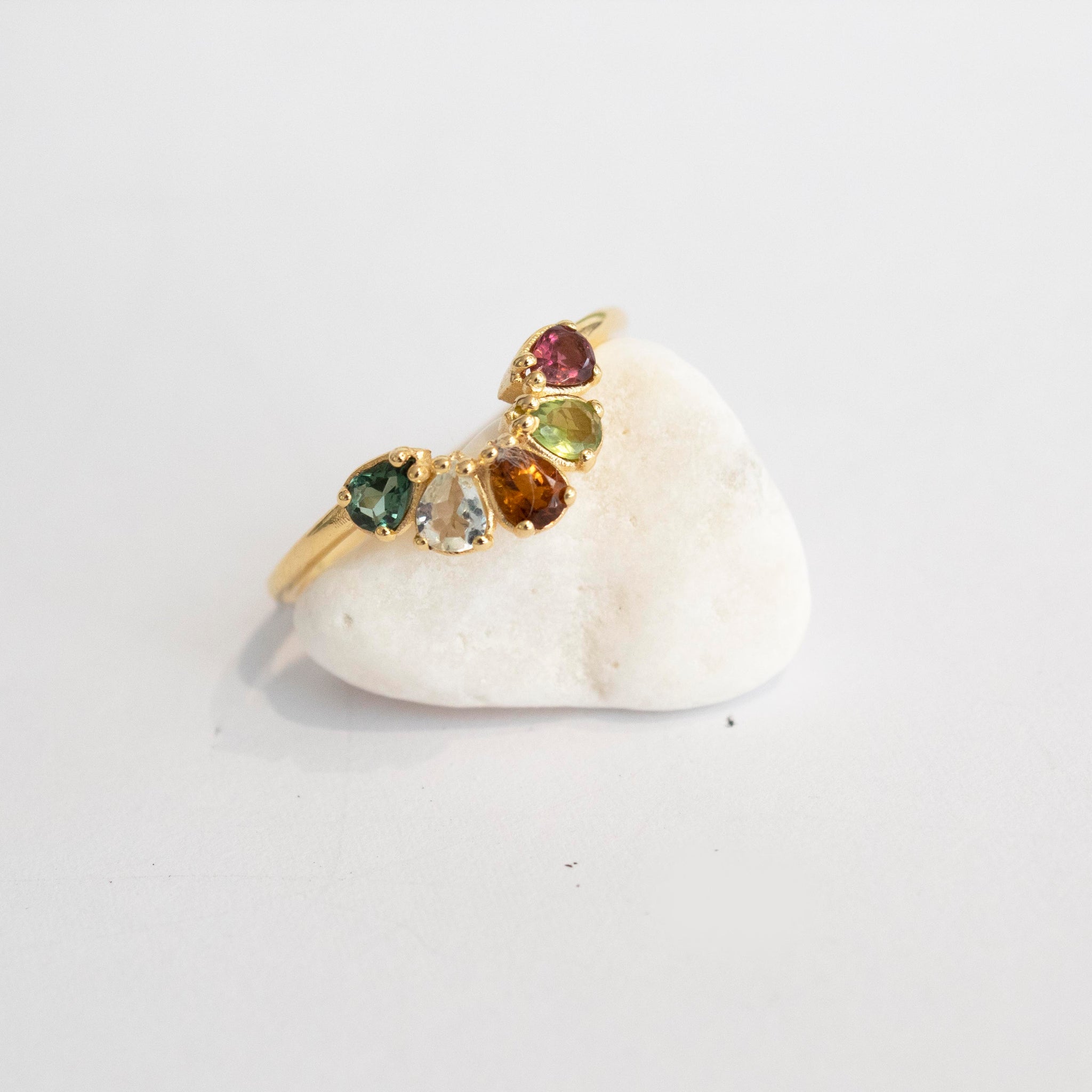 Rainbow Tourmaline  Ring 9 karats Gold