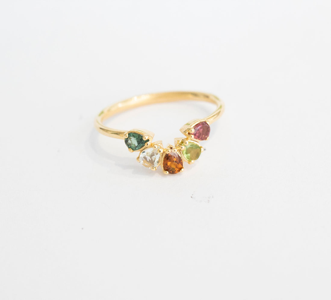 Rainbow Tourmaline  Ring 9 karats Gold