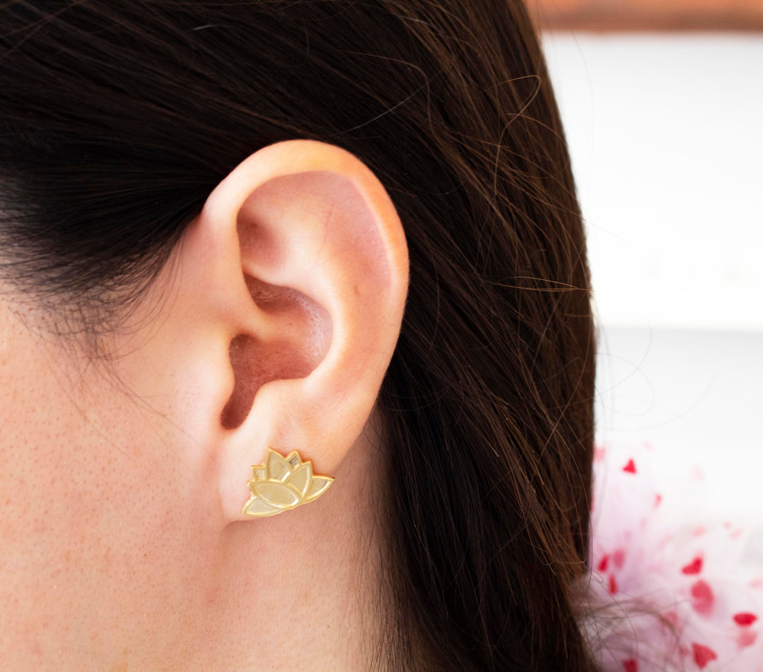 Lotus Flower Before Bloom Small Stud Earrings