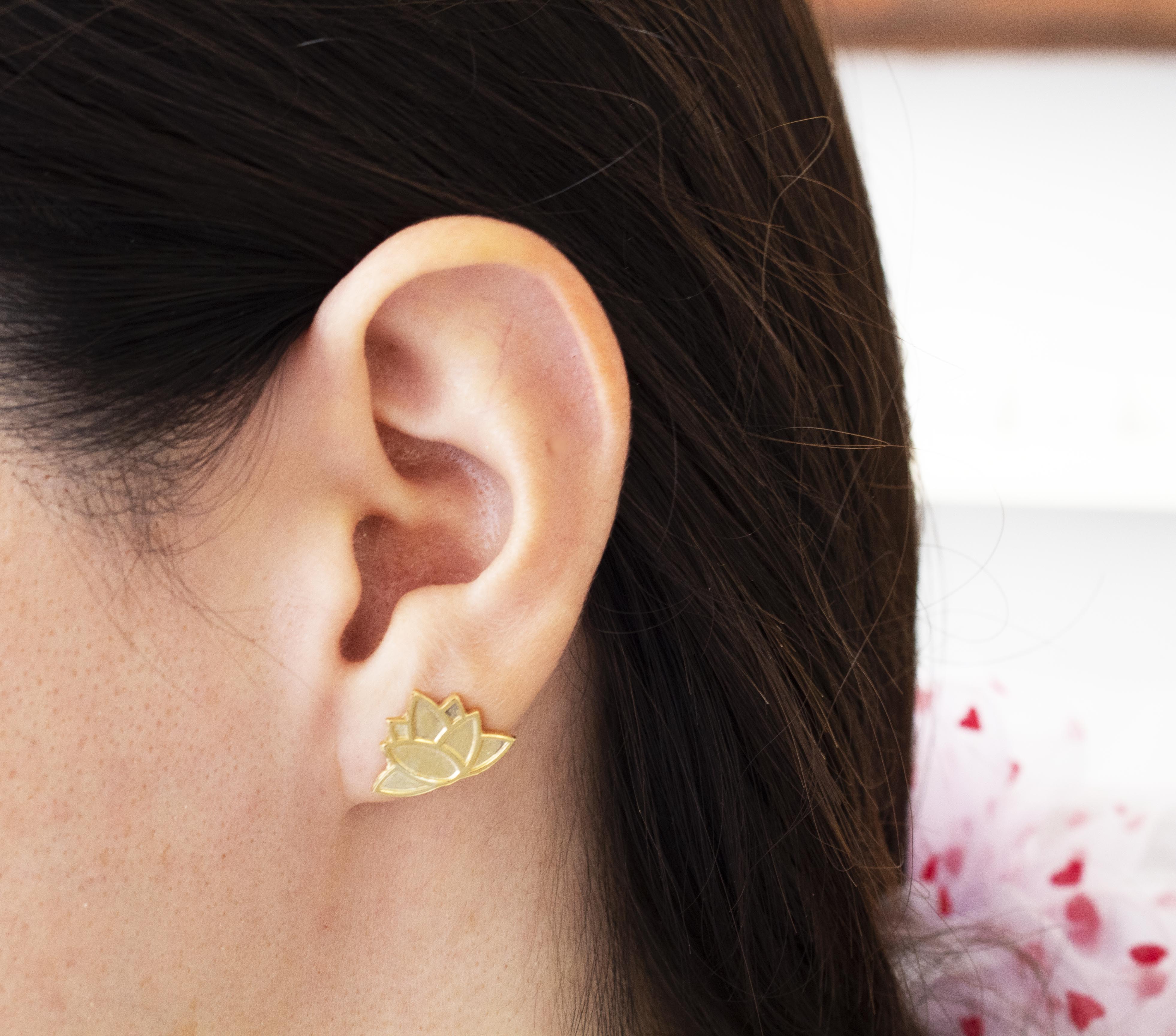 Lotus Flower Before Bloom Small Stud Earrings