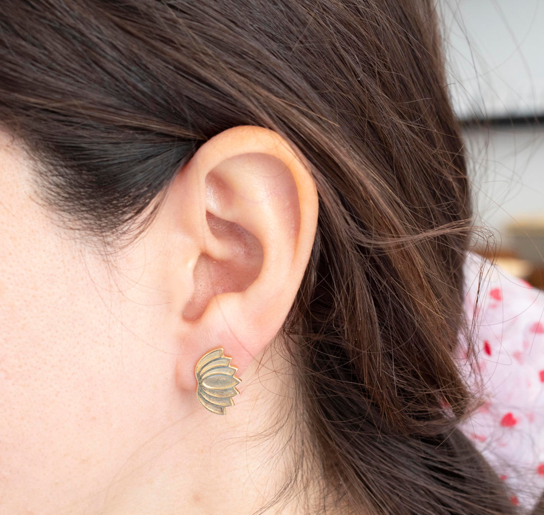 Lotus Flower Full Bloom Small Stud Earrings