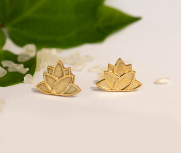 Lotus Flower Before Bloom Small Stud Earrings