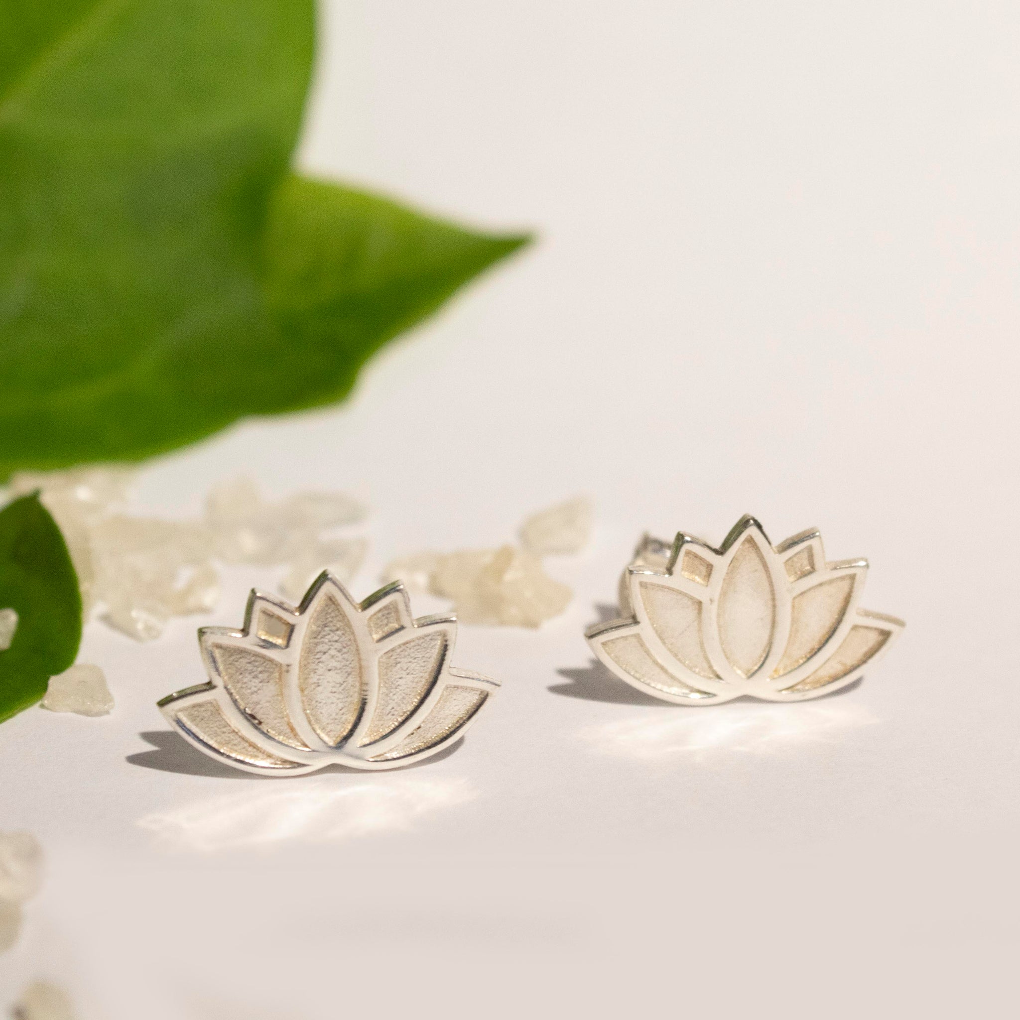 Lotus Flower In Bloom Small Stud Earrings