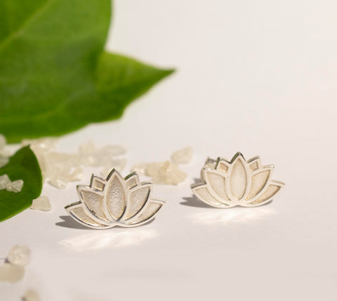 Lotus Flower In Bloom Small Stud Earrings