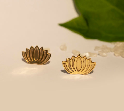 Lotus Flower Full Bloom Small Stud Earrings